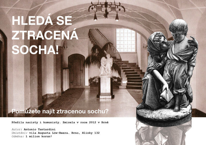 Osud vily Löw-Beer v Brně: Za ztracenou sochu je vypsána odměna 1 milion korun