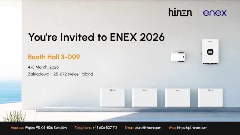 Hinen představí na veletrhu ENEX 2026 nový třífázový hybridní systém s nízkým napětím o výkonu 15 kW