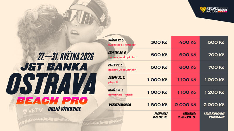 Vstupenky na J&T Banka Ostrava Beach Pro 2026 jdou do prodeje. Organizátoři očekávají obrovský zájem