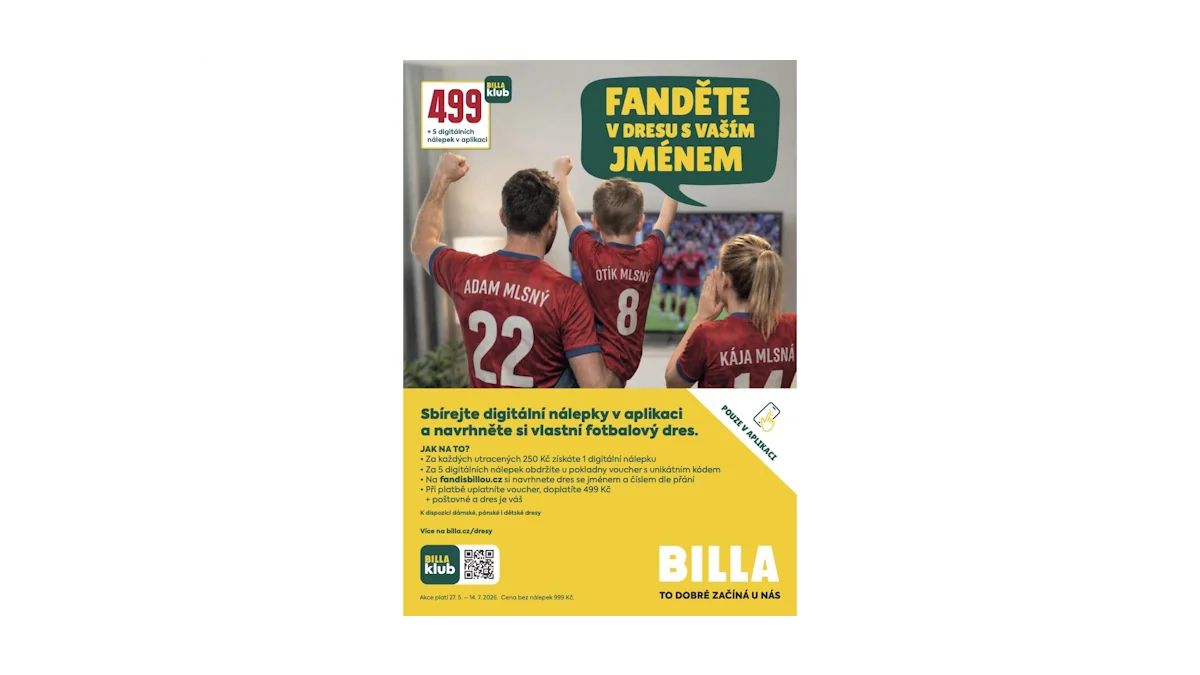 Objevte personalizované dresy od BILLA pro fanoušky
